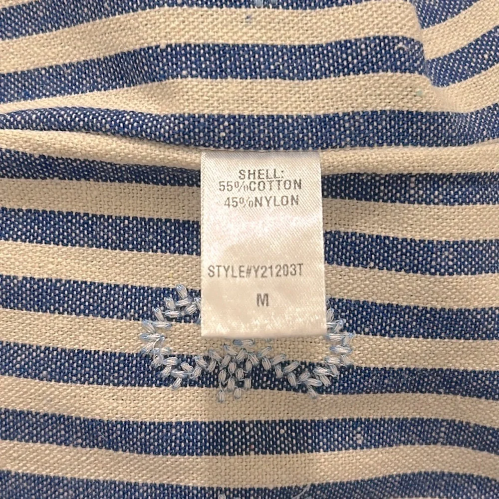 Tuckernuck Floral Embroidered Striped Sullivan Caftan Blue & White Size Medium - Picture 12 of 13